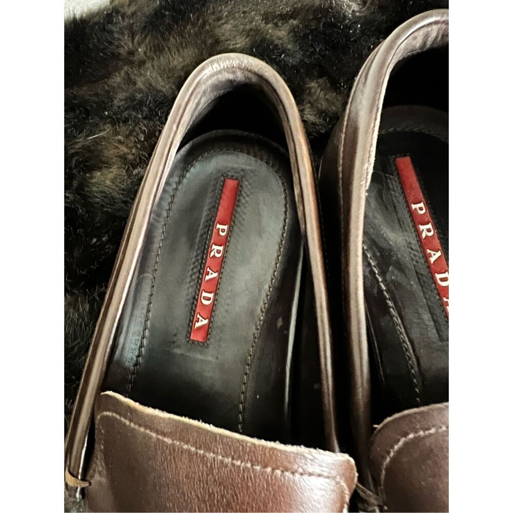 Prada 4d 1645 leather coffee brown loafer shoe 9 - Picture 4 of 10